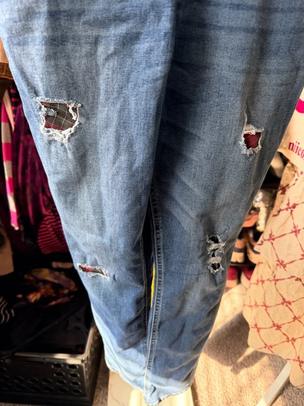 Justice Blue Distressed Denim Overalls size 18